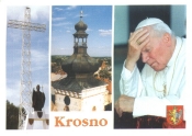 KROSNO - Pomnik Jana Pawa II, wiea farna, Papie w kociele w Piotra i Jana z Dukli w 1997; FOT: B. Szczurek, R. Barski; WYD: Ruthenus 1999